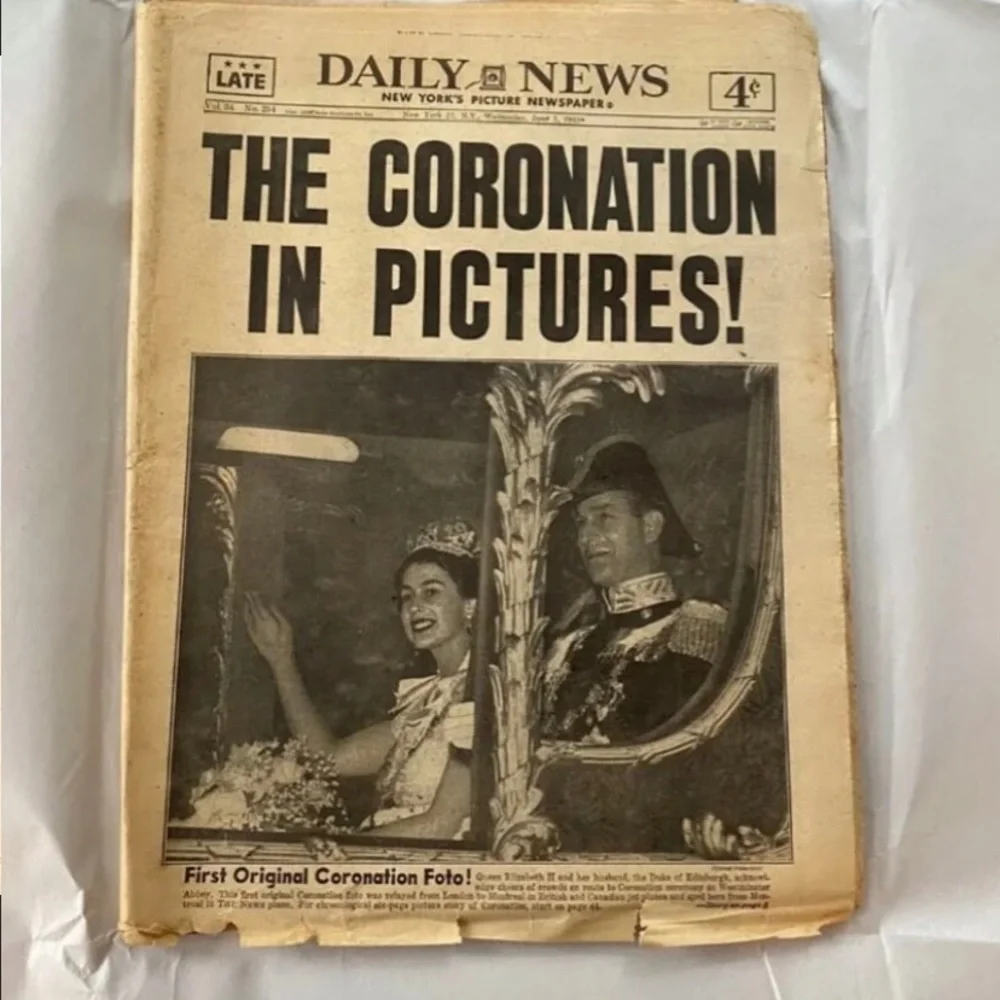 Set Of 3: Vintage 1953 Queen Elizabeth II Coronation Original Newspapers - Picture 6 of 10